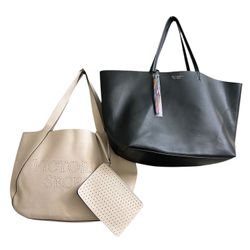 2 -Victoria's Secret - Ebony And Ivory - Tote Bags Black/Off-White w/Wristlet