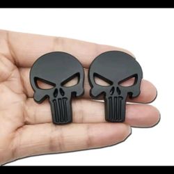 2 Punisher Skull Emblem Adhesive Back Approx 2"
