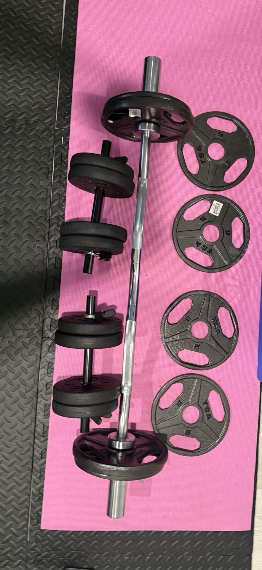 Dumbbelss And Curl Bar With Weights