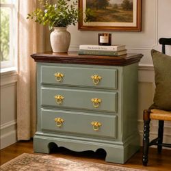 Antique solid wood 3 drawer green dresser