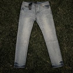Blue Amiri Rhinestone Jeans Size 38