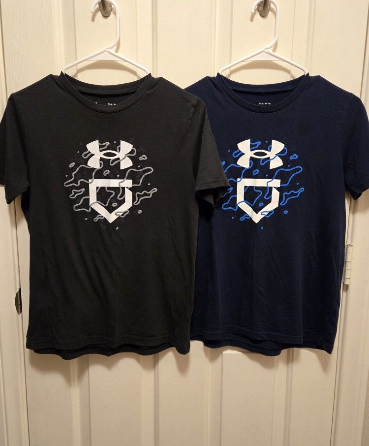 2 Under Armour Baseball Home Plate Boys TShirts Sz L