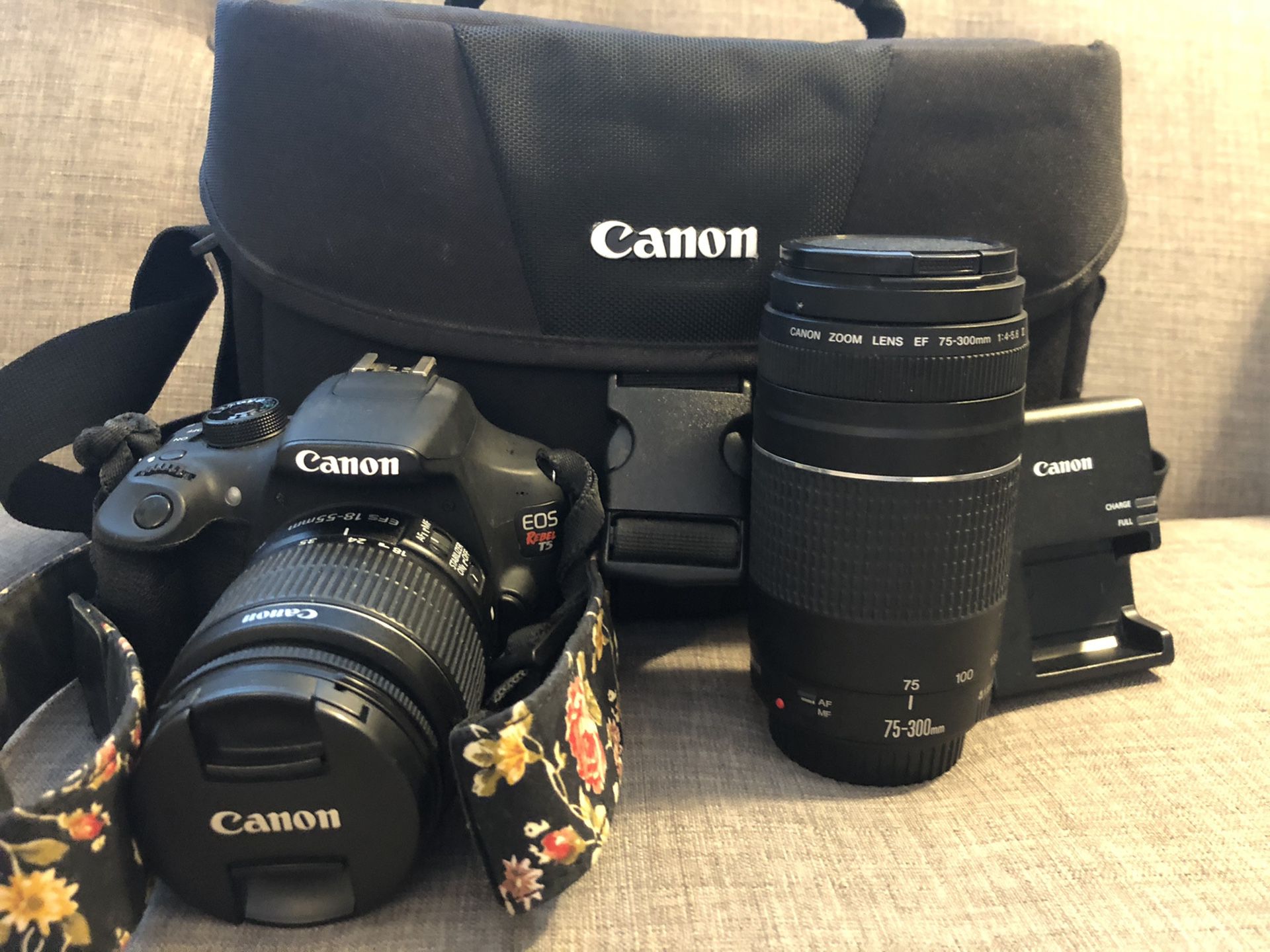 Canon EOS Rebel T5 DSLR Two Lens Kit with EF-S 18-55mm IS II and EF 75