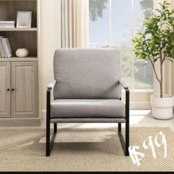 Contemporary Metal Accent Chair -gray  /Black,(New In A Box)