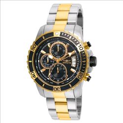 Invicta 22418 Men's Pro Diver Two-Tone Quartz Black Dial Watch 45mm With Box