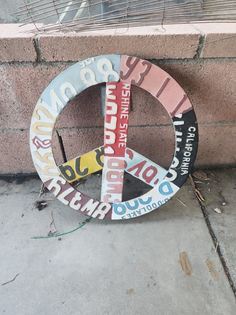 Peace Sign License Plate Decoration
