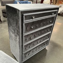 !!New!! 5-drawer Dresser  Upholstered Dresser Grey, Rectangular Dresser, Grey Dresser, Matching Chest And Nightstand are Available 