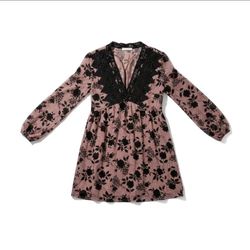 Entro  Mauve Black Floral Lace dress