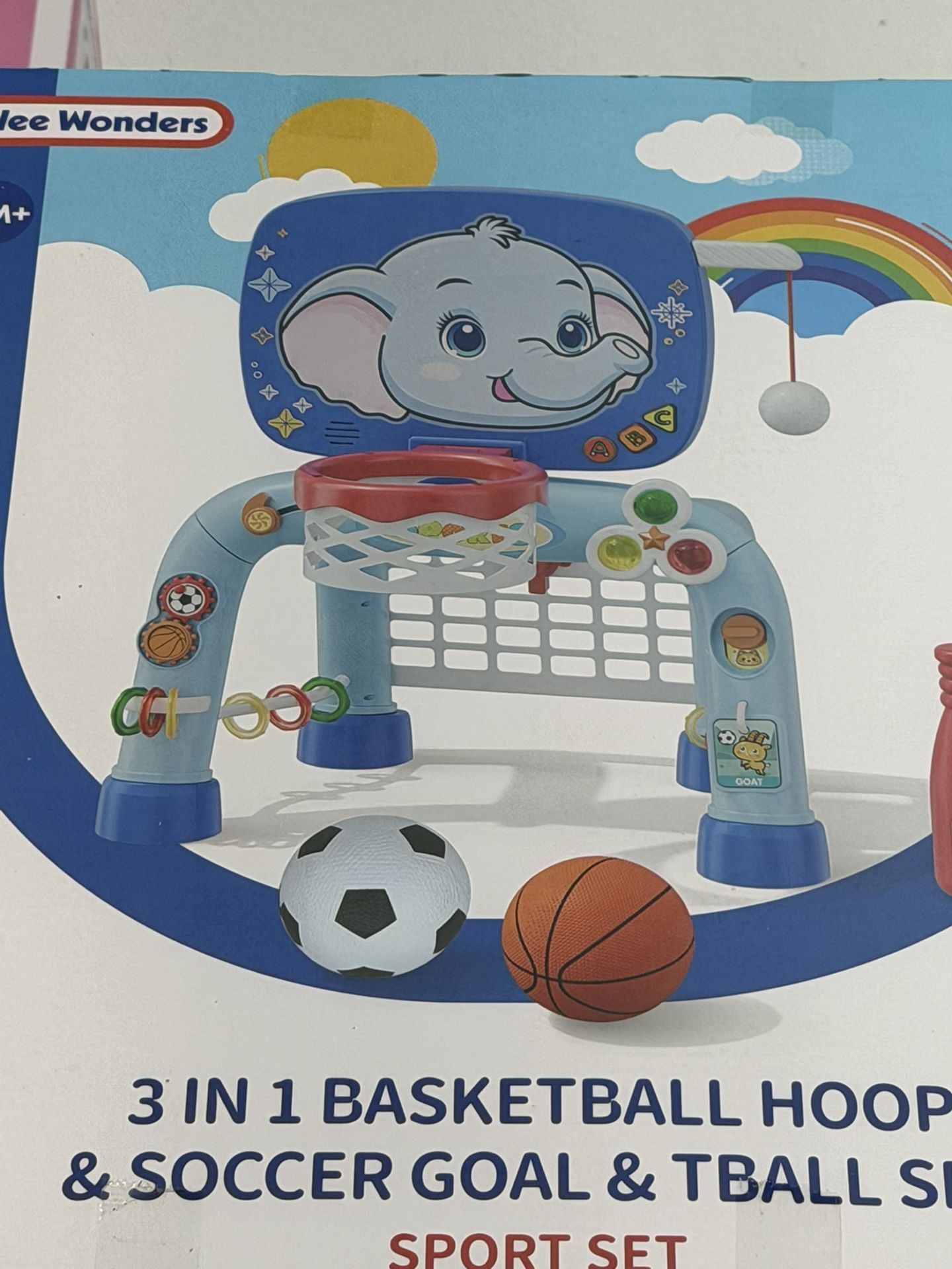 3 IN 1 BASKETBALL HOOP & SOCCER GOAL & TBALL SET SPORT SET