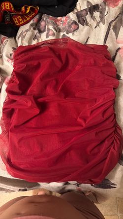 Red Ruched Mini Skirt