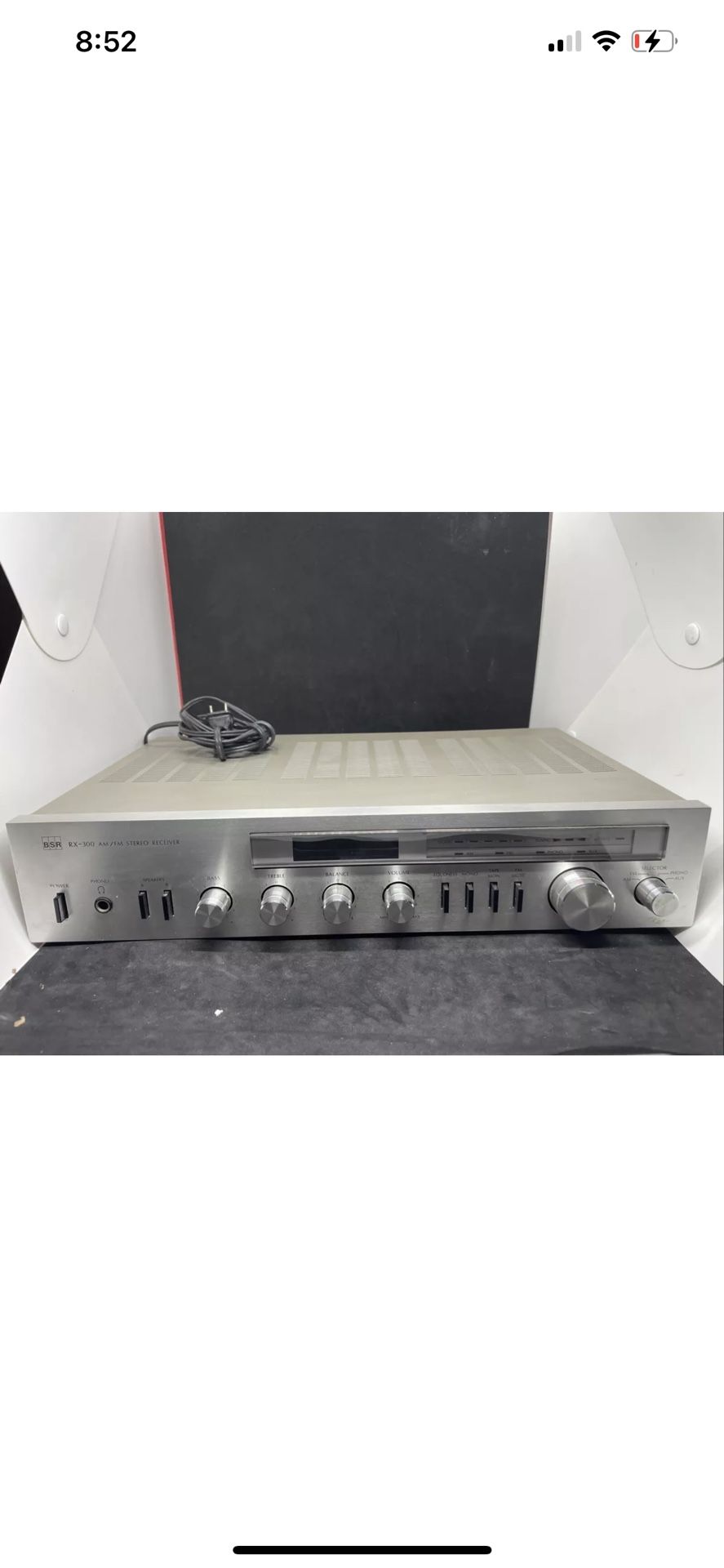 BSR RX-300 FM/AM Stereo Receiver With Antenna Tested Working Rare Radio Vintage