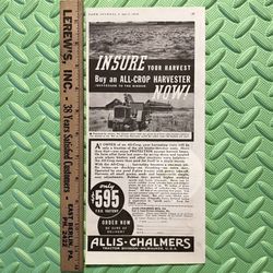 Original 1936 Allis Chalmers Tractors & Implements Print Ad- WC