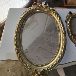 Vintage Homco Gold Plastic Ornate Mirror Sconce Wall Home Decor, 1980s, Hollywood Regency lot