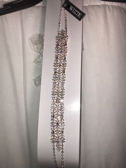 White by Vera Wang Crystal Embellished Belt
