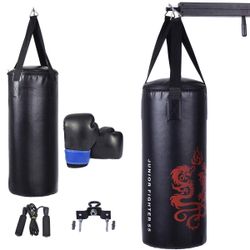 🔥 BRAND NEW GYMAX Kids Punching Bag Set Heavy Bag Set w/ Punch Bag, Gloves, Jump Rope, Mount Hook Hanger, Punching Bag Boxing Gloves for Kids