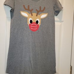 Women Small Gray Nightgown Rudolph With Mask