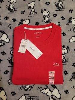 Lacoste Men's Thermal Red Long Sleeve T-Shirt Size XL