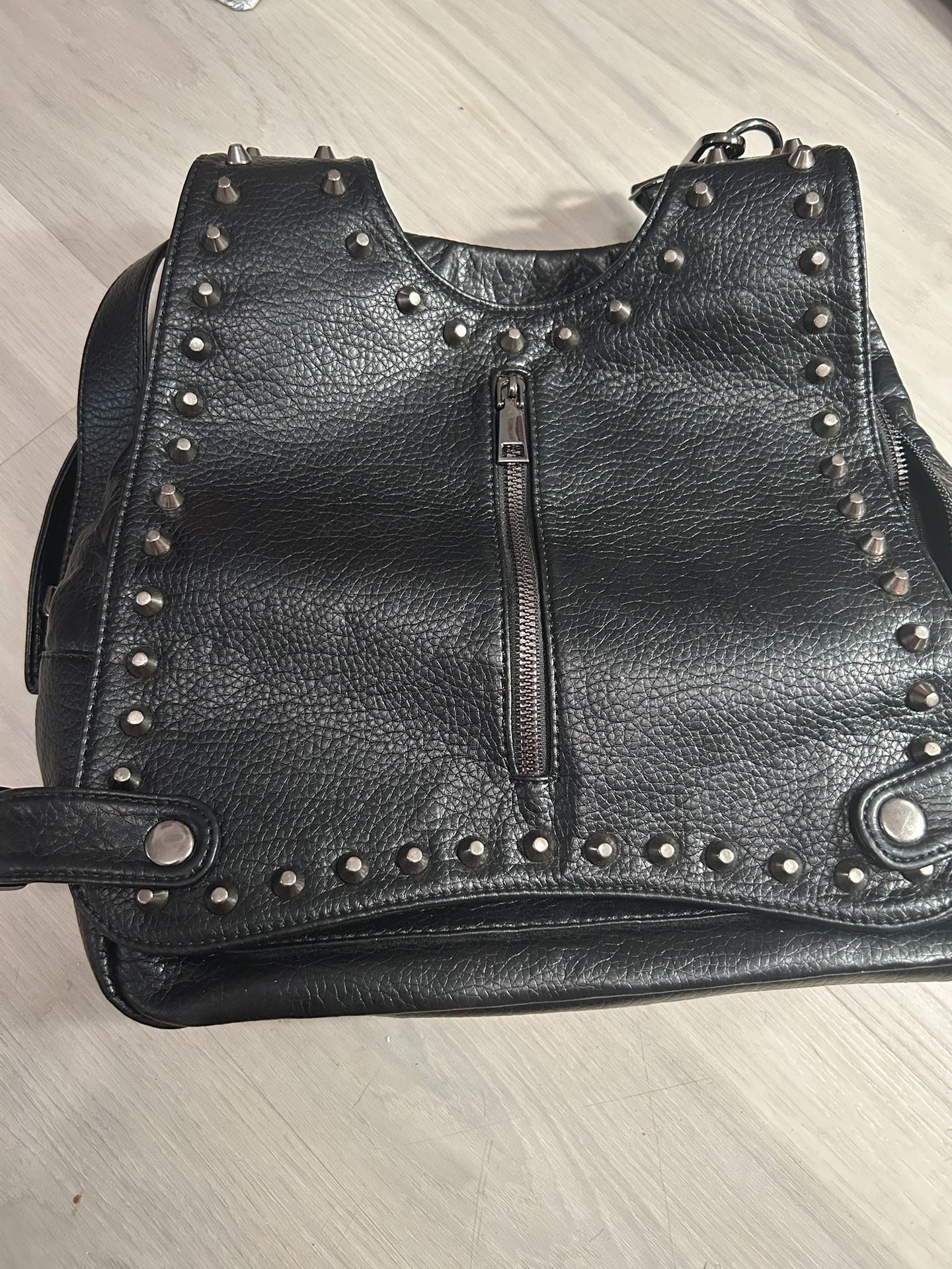 Black Leather Backpack/Purse