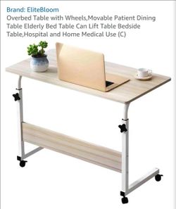 EliteBloom Adjustable Overbed Table with Wheels