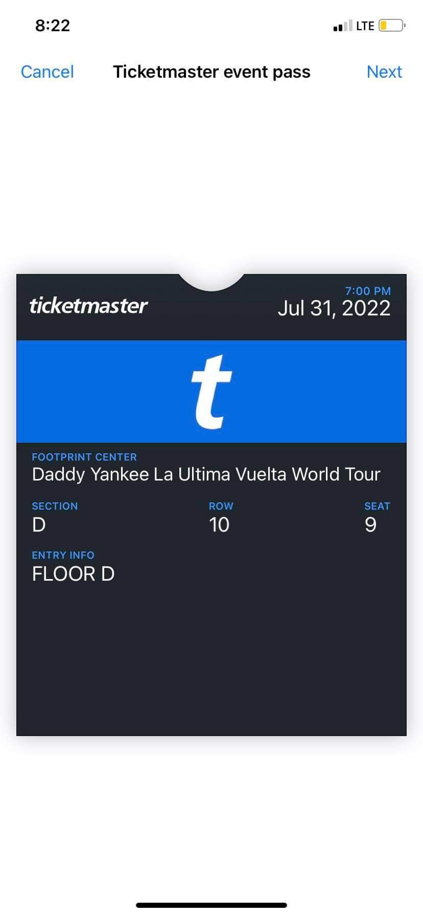 2 Tickets For Daddy Yankee Concert 