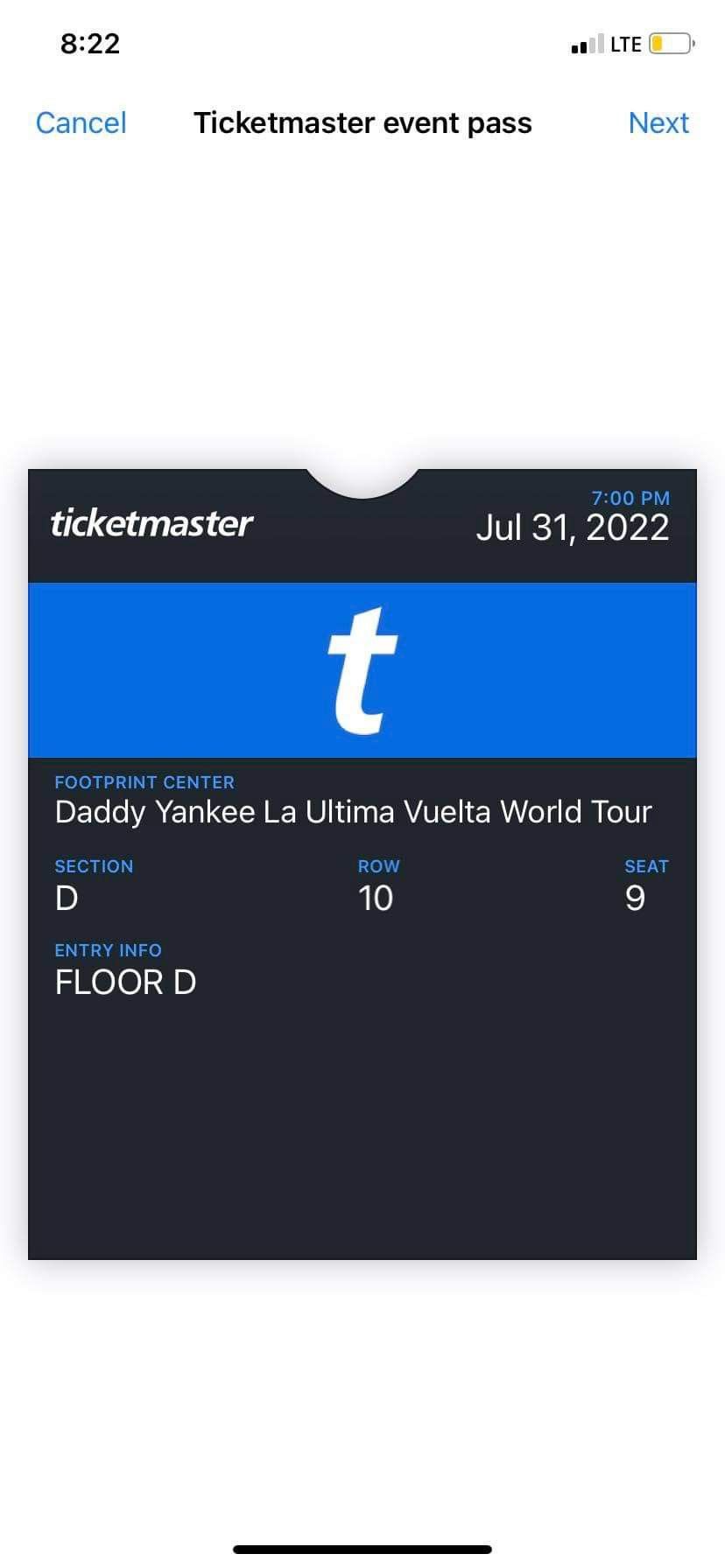 2 Tickets For Daddy Yankee Concert