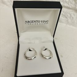ARGENTO VIVO STERLING SILVER Hoops brand new with box