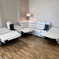 Top-Grain Leather Power Zero Gravity Reclining Sectional with Power Headrests DELIVERY AVAILABLE
