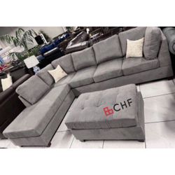 3 Pc Living Room Sectional Sofa With Ottoman 