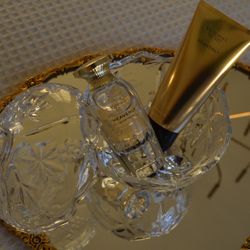 Antique Footed Crystal Bowl With Lid