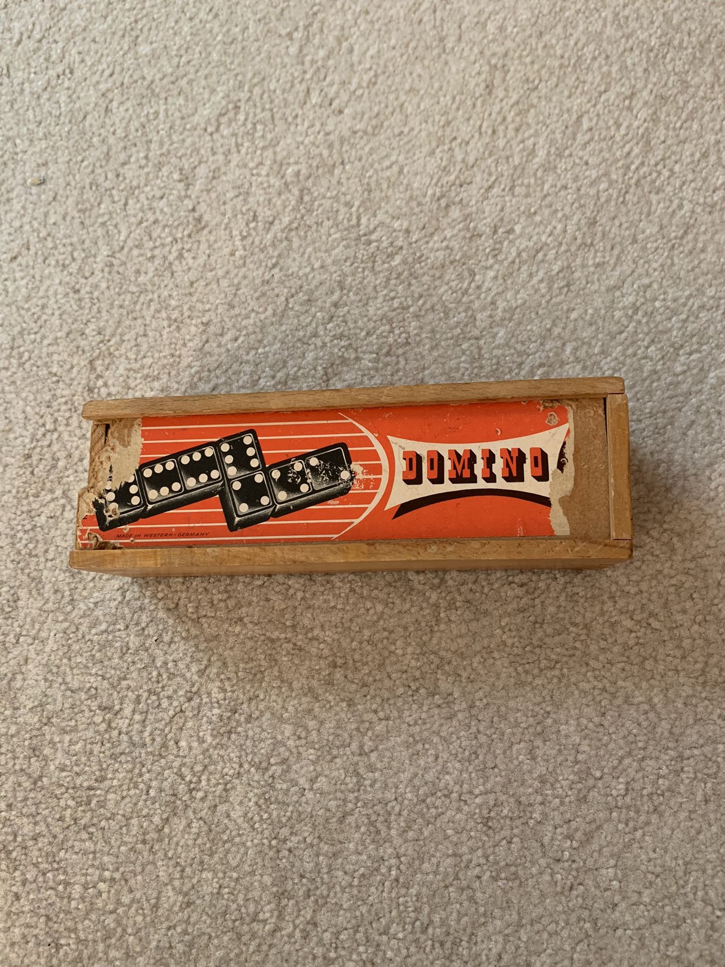 Vintage BOX OF WOODEN DOMINOES (22)-manufacturer unknown