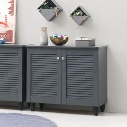 2-Door Shoe Cabinet with Open Shelves)New)