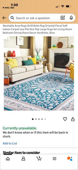 Washable Area Rug 8x10 Boho Rug Oriental Floral Soft Indoor Carpet Low Pile Non Slip Large Rug