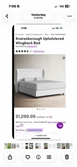 White Wingback Full/Double size Bed