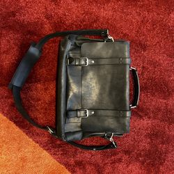 Handcrafted Black Leather Messenger Laptop Bag