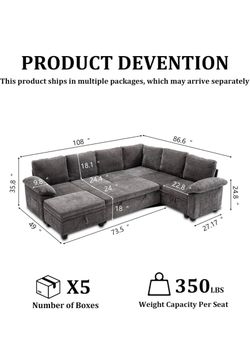 🛋️ Grey Couch + Ottoman