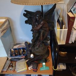 Butterfly and angel wooden statue Lamp