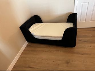 Toddler bed frame, mattress, mattress topper & fitted sheet