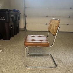Metal Wood Leather Dining Chair Brown (2 For $100)