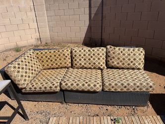 Outdoor Wicker Sectional Sofa with Cushions