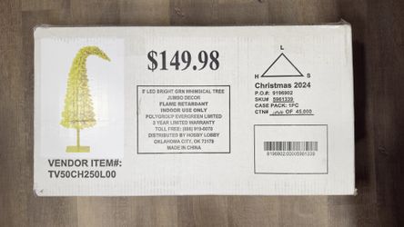 Grinch Christmas Tree 5’ LED Bright Green Whimsical Indoor IN HAND