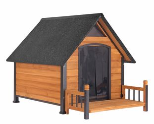 AIR80-L Iron Frame Outdoor Dog House, Brown, 50.9-in