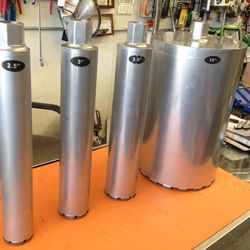 Concert Coring Bits  1 1/4 To 10 Inch $220  Able To Drill Through Rebar Good For Up To 30 Cuts Depending On Thickness Of Rebar Ability Of Driller 