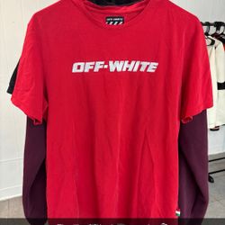 Red Off White Tee Fits Size M-L