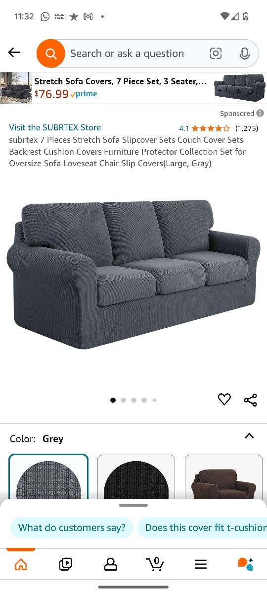 subrtex 7 Pieces Stretch Sofa Slipcover Sets Couch Cover Sets Backrest Cushion Covers Furniture Protector Collection Set for Oversize Sofa Loveseat Ch