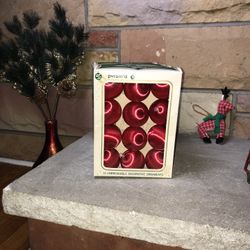 5 Boxes -12 Vintage Pyramid Unbreakable Red Ornaments Christmas Satin-Sheen 2.5”. Condition is new. **Disclaimer** One of the ornaments it’s damaged