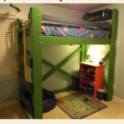 O.P. Twin Size Loft Bed + Mattress
