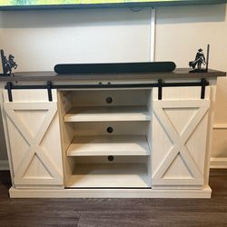 Twin Star Home Farmhouse TV Stand w/ Sliding Barn Doors