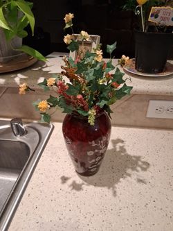 Red Decorative Flower Vase With Or Without The Arrangement 