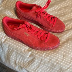 Red Paint Splatter Puma Suede