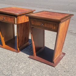 Pair Bamboo Nightstands Night Tables